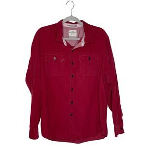 Tommy Bahama 100% Cotton Red Long Sleeve Button Down Shirt Size XL